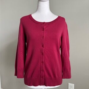 Talbots Raspberry Pink Button-Up Cardigan Sweater Small
